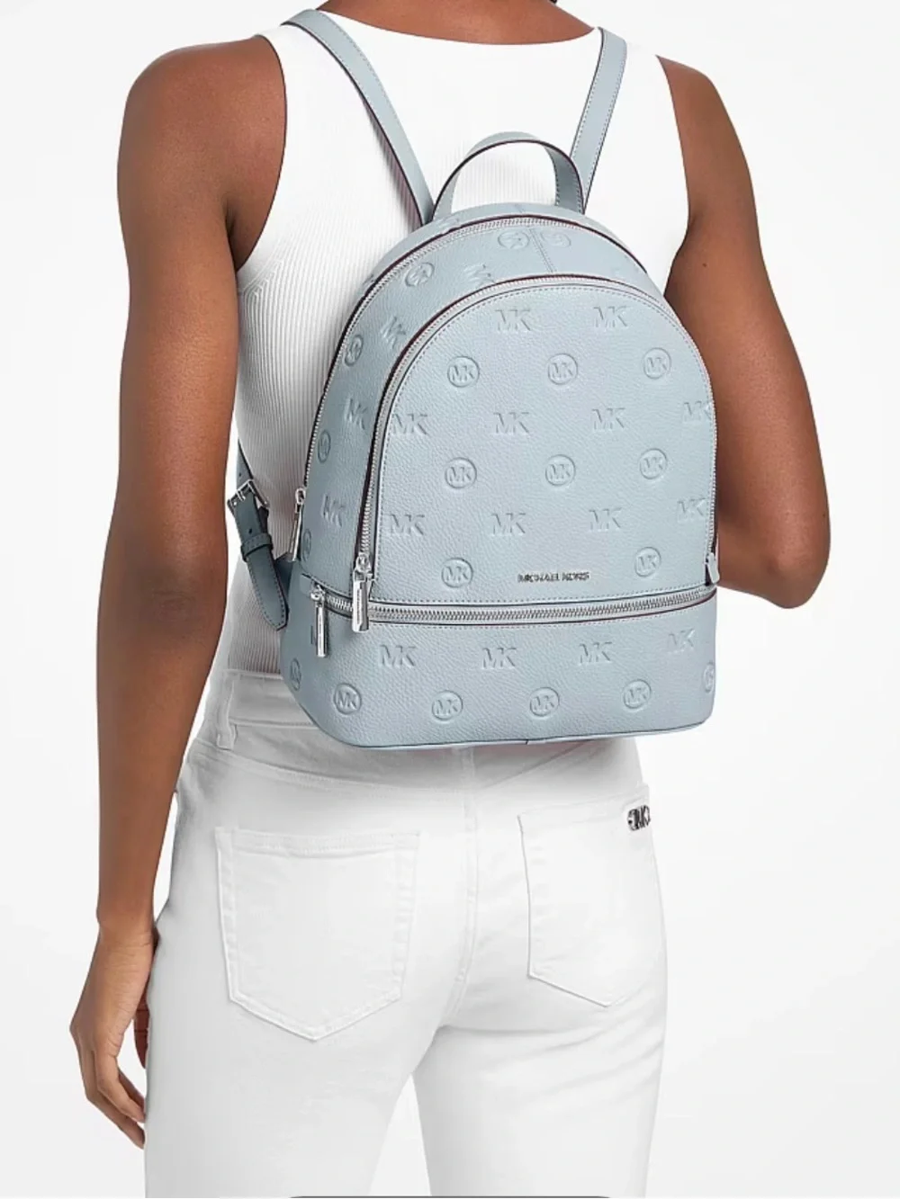 Michael Kors Pale Ocean Rhea Debossed Backpack